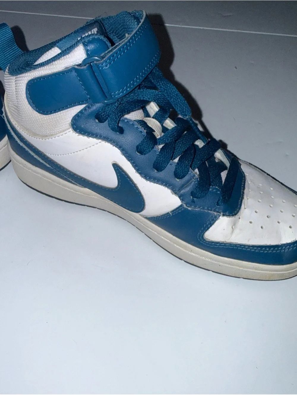 Nike Court Borough Mid 2 GS Shoes White Blue CD7782-108 Size 5Y